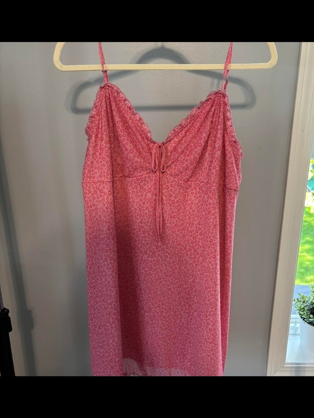 American Eagle Outfitters Pink Floral Lace-Trim Dress